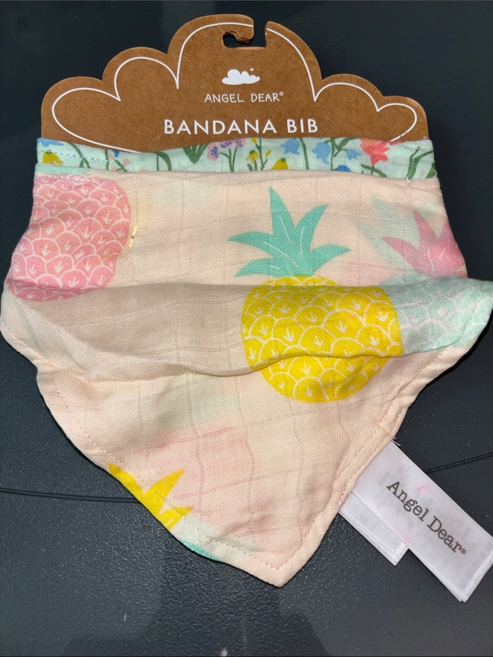 Angel Dear Pastel Pineapple Bandana Bib - Pink, Yellow & Mint- set of two
